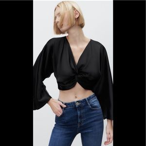 ZARA KNOT SATIN EFFECT TOP